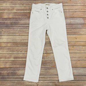 Madewell White Stovepipe Jeans Exposed Button Front